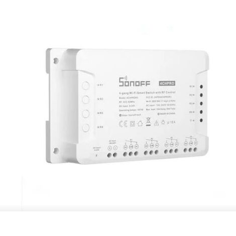 4CHProR3 4 Canaux Interrupteur sans fil WiFi Intelligent RF, Inching/Autoverrouillage/Interverrouillage, Fonctionne avec Alexa & Google Home & IFTTT (retard de 1-16s en mode inching)
