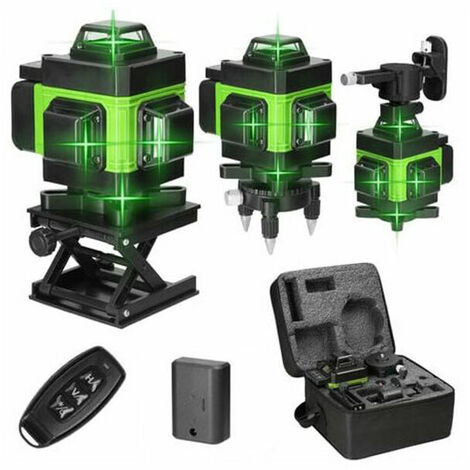 4D 16 Lignes Niveau Laser 3° Machine Auto-nivelante Batterie au Lithium Rechargeable USB avec Lignes d'Inclinaison Horizontales Verticales - Vert