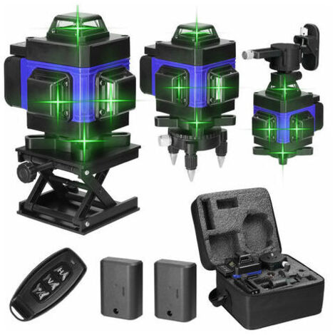 4D 16 linee laser livello 3° autolivellante macchina batteria al litio ricaricabile tramite USB con linee di inclinazione orizzontale verticale, blu - blu