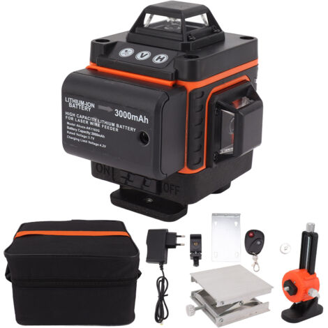 4D-Laser-Nivelliergerät mit 16 grünen Linien, selbstnivellierend, Nivelliergerät mit orangefarbenem Laser für Bauzwecke, EU-Stecker 100–240 V