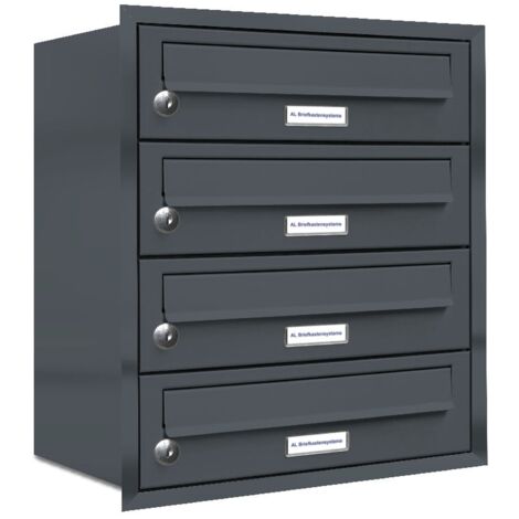 4er Briefkasten Anlage Unterputz Montage RAL 7016 Anthrazit