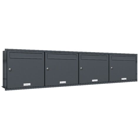 4er Briefkasten Anlage Unterputz Montage RAL 7016 Anthrazit