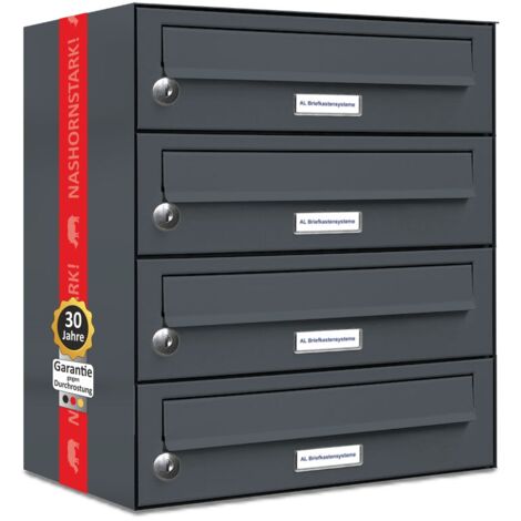 4er Briefkasten Anthrazit Anlage 4 Fach Wandbriefkasten Postkasten