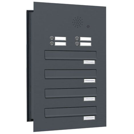 4er Briefkastenanlage Mauerdurchwurf Klingel RAL 7016 Anthrazit
