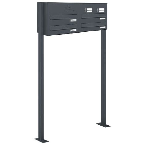 4er Briefkastenanlage Standsystem Durchwurf - Klingel RAL 7016 Anthrazit