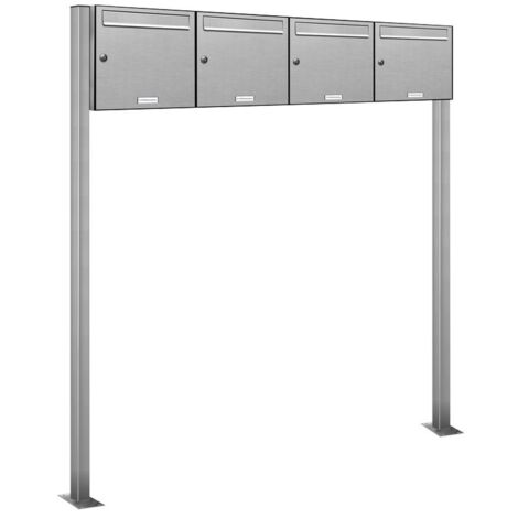 4er Edelstahl Standbriefkasten Anlage Freistehend