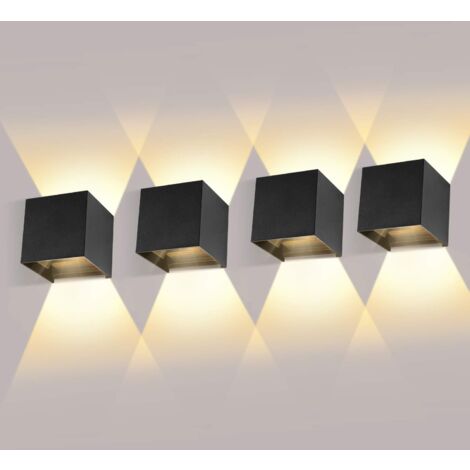 4er-Pack 12 W Innen-/Außenwandleuchte mit verstellbarem Abstrahlwinkel, LED-Wandleuchten, 3000 K warmweiße Wandleuchte, wasserdichte IP65, schwarze Wandleuchte für Wohnzimmer, Schlafzimmer Ulisem