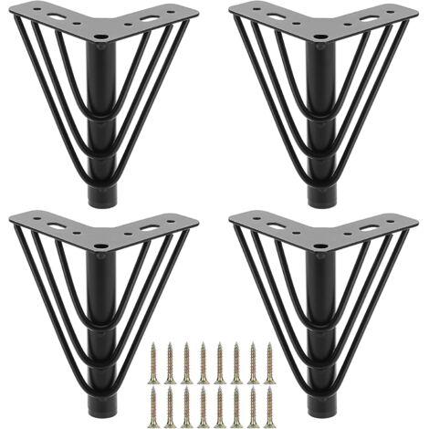 4er-Pack 15 cm lange Möbelbeine aus Metall, Beine mit dreieckiger Oberplatte, robuste Ersatz-Möbelbeine, Stützbein für Sofa, Bett, Stuhl, Schrank, Schublade, Tisch (schwarz)