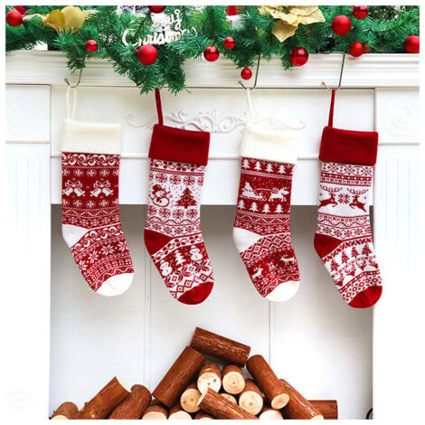4er-Pack 18" gestrickte Weihnachtsstrümpfe zur Baumdekoration, personalisierte Geschenktüte für Kinder/Erwachsene/Jugendliche, Weihnachtsstrümpfe für den Kamin