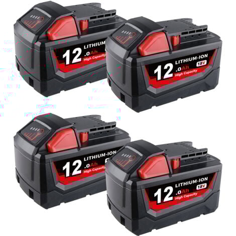 PDSTATION 4er-Pack 18 V für Milwaukee M18 Akku M18B6 XC 12.0 Ah Li-Ionen 48-11-1860 48-11-1852