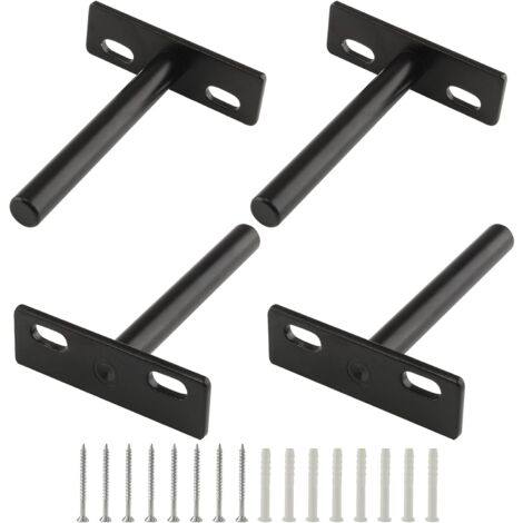 4er-Pack 3-Zoll-schwebende Regalhalterungen, robuste blinde Regalhalterungen, versteckte Wandhalterungen für schwebende Holzregale, schwarz