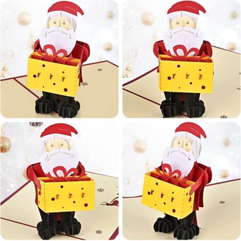 4er-Pack 3D-Weihnachtskarten, Weihnachtskarten mit Umschlag und Pop-up-Effekt