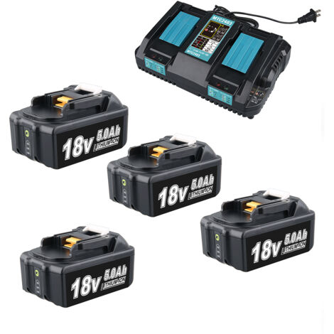 4er-Pack BL1850B 18V 5Ah Akku mit 3,5A Ladegerät DC18RD für Makita 18V LXT400 BL1860B BL1830B BL1850B BL1830B BL1830 BL1845 DC18RC