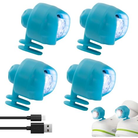 4er-Pack Crocs-Lichter, wiederaufladbar über USB, 4–12 Stunden, IPX5 wasserdicht, 3 Modi, Croc-Schuh-Lichter für Außendekoration, Hundespaziergänge, Camping, Wandern