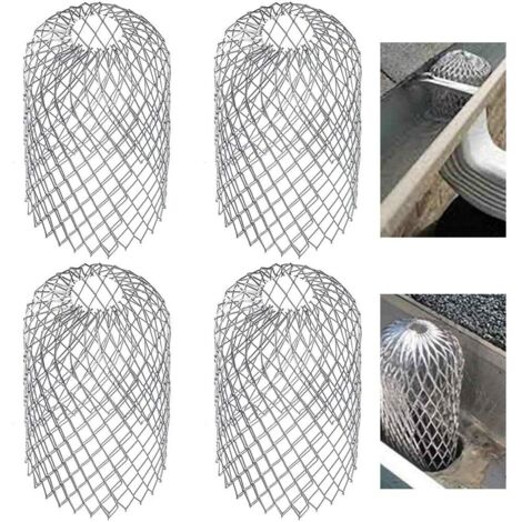 4er-Pack Dachrinnenschutz aus Metall, erweiterbares Filtersieb, Laubsieb, Fallrohrschutz für Dachrinnen, Fallrohr