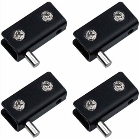 4er-Pack Drehscharniere, rahmenlose Glastürscharniere, schwarz, Edelstahl-Glastürclips mit verstellbarem Stift, Ersatzset für 5–6 mm dicke Glastüren