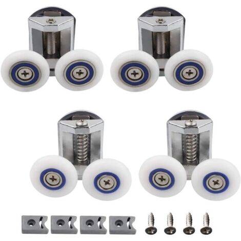 4er-Pack Duschtürrollen – 2 obere und 2 untere Rollen – 26 mm Duschtür-Ersatzset aus Zinklegierung (2 obere + 2 Knöpfe)