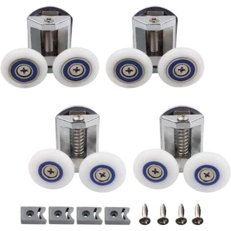 4er-Pack Duschtürrollen – 2 obere und 2 untere Rollen – 26 mm Duschtür-Ersatzset aus Zinklegierung (2 obere + 2 Knöpfe)