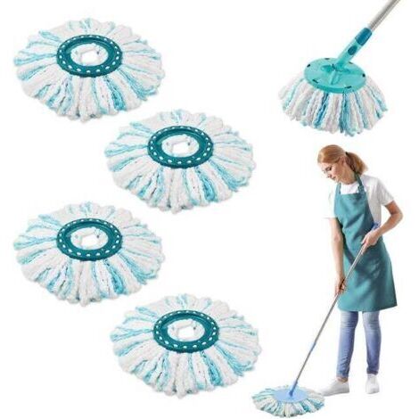4er-Pack Ersatz-Mikrofaser-Wischmoppköpfe für Clean Twist Disc Mop – 2-Faser-Reinigungssystem, kompatibel mit Leifheit