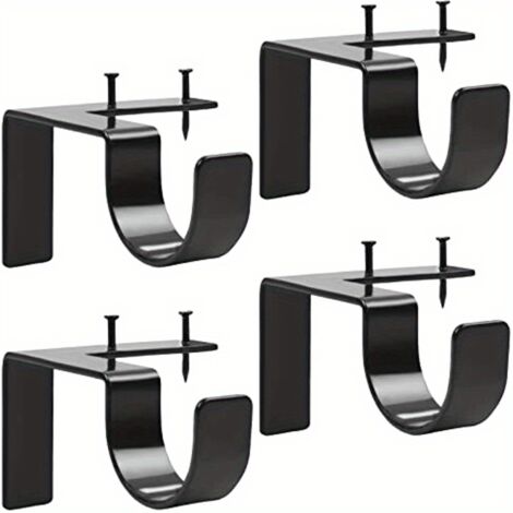 4er-Pack Gardinenstangenhalterungen ohne Bohren, verstellbare, robuste Metall-Gardinenstangenhalter, schraubenlose Gardinenstangenhalterungen für Fenster und Türen im Haus, Schlafzimmer, Wohnzimmer