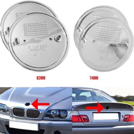 COOCHEER 4er-Pack, je 2 vorne und 2 hinten, BMW-Logo-Motorhaubenemblem und Kofferraumemblem – Größen: 82 mm und 74 mm – kompatibel mit E46, E39, E38, E90, E60, F10, F90, Z4, X1, X3, X4 , X5, X6 – inoffizielles