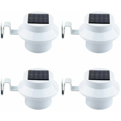 4er-Pack LED-Solar-Dachrinnenleuchten (Weiß/Schwarz), Solar-Wandnachtlichter, Zaunleuchten und Dachrinnenleuchten.