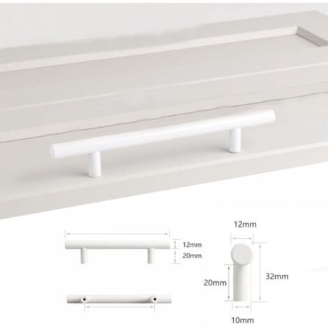 4er Pack Lochabstand 96mm Möbelgriff Weiß, Ø12mm Möbelgriff Knöpfe Küchentüren Weiß T Schrankgriffe Schublade