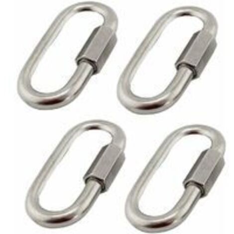 4er-Pack M6/0,24 304 Edelstahl-Schnellverbinder, Edelstahl-Karabiner mit ovalen D-förmigen Schrauben, sehr langlebig für Outdoor/Indoor, Camping und Wandern
