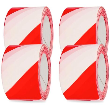 4er-Pack Markierungsbänder  4 Bänder 18 m lang x 45 mm breit  Warnband-Set zur Abgrenzung von Bereichen  Rot und Weiß