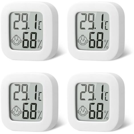 4er-Pack Mini-Thermometer-Hygrometer für den Innenbereich – hochpräzise Temperatur- und Hygrometerüberwachung mit Luftsymbol