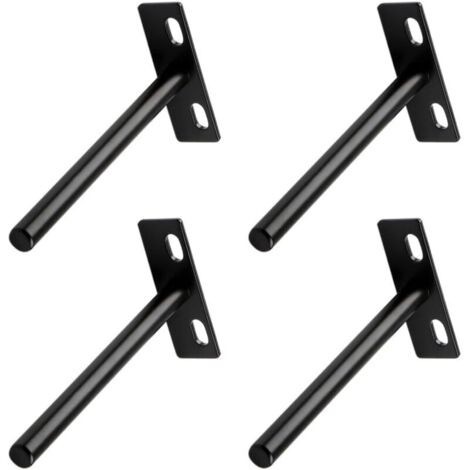 4er-Pack robuste, schwarze, unsichtbare T-förmige schwebende Regalhalterungen für verdeckte Holzregale