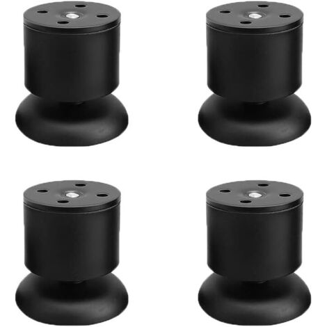 4er-Pack schwarze, 6 cm verstellbare Metallmöbelfüße aus Edelstahl, rund, für Schränke, Sofas, Tische und Küchen (Ersatzfüße)