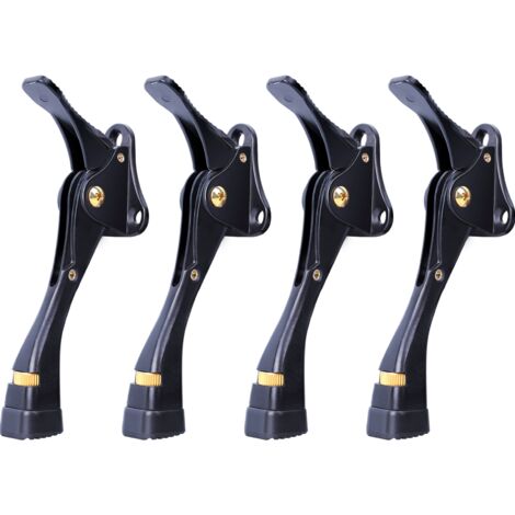 4er-Pack schwarze Türstopper, robuster Türstopper, mit One-Touch verstellbarer Türstopper für schwere Türen, 10,2 cm langer Metalltürhebel mit Gummispitze und Schutz, schwarz
