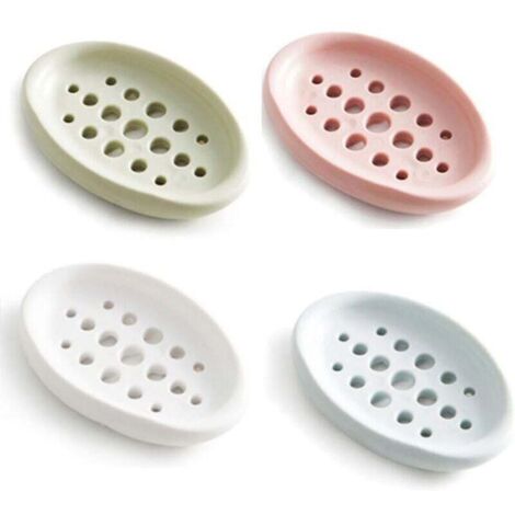 4er-Pack Seifenschalen aus Silikon für Badezimmer, Küche, Arbeitsplatte, Reisen, Grün, Blau, Weiß und Pink