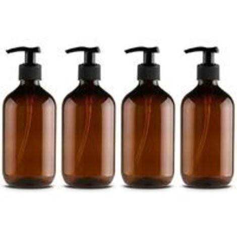 4er-Pack Seifenspender aus PET-Kunststoff, 500 ml, Seifenspender mit schwarzer Lotionspumpe, ideal für Küche und Badezimmer