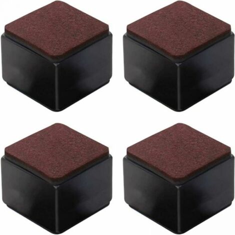 4er-Pack selbstklebende Möbelerhöhungen aus Karbonstahl – 50 mm Höhe für Betten, Sofas, Schränke – schwarzes Quadrat