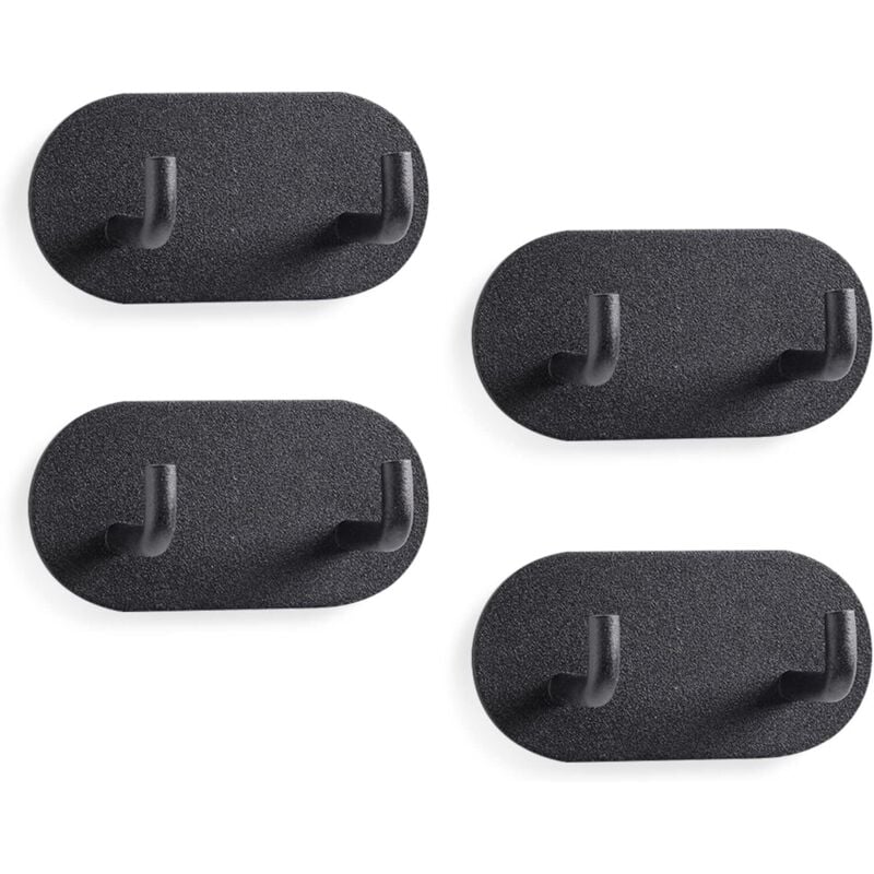 Image of Lot de 4 crochets auto-adhésifs robustes noirs