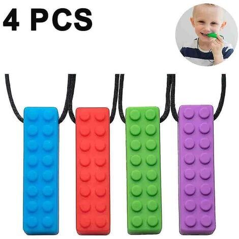 SNQ 4er-Pack sensorische Kauketten für Kinder und Kleinkinder mit Autismus, Beißbedürfnisse, Kaustäbchen für die orale Motorik, Beißring-Spielzeug für autistische Kauer, zahnfleischfreundlich