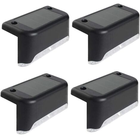4er-Pack Solar-Terrassenleuchten, Solar-LED-Stufenleuchten, wasserdichte Außenzaunleuchten, coole Schwarzlichtlampen.
