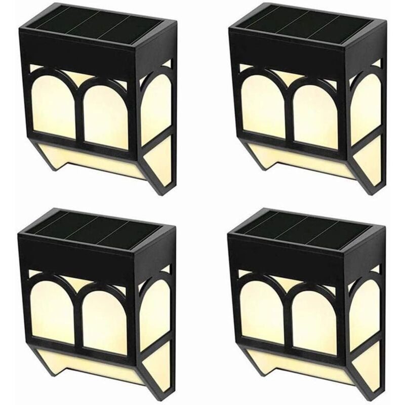 4er-Pack Solar-Gartenzaunleuchten für den Außenbereich – wasserdichte solarbetriebene Wandleuchten für die Terrasse, warmweiß/Farbwechsel