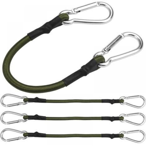 4er-Pack Spanngurte mit Karabiner, 60 cm Spannseil mit Karabiner, Gepäckspanngurt, robuste elastische Gurte mit Haken für Camping, Planen, Zelte, Gepäck, FLITI