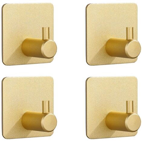 4er-Pack starke selbstklebende Haken für Mäntel, Tür, Badezimmer, Wand, Küche – Saugnapf (Gold)