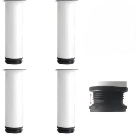 4er-Pack verstellbare Möbelbeine aus Edelstahl für Badezimmer, Schreibtisch, Küche, höhenverstellbar 0–15 mm, 16 Edelstahlschrauben (weiß, 12 cm)