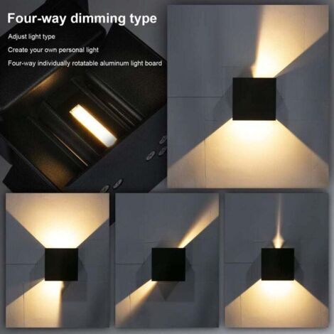 4er-Pack Wandleuchten für den Innen- und Außenbereich, 12 W, mit einstellbarem Abstrahlwinkel, 3000 K warmweiße LED-Wandleuchten, IP65 wasserdichte schwarze Wandlampe für Wohn-/Schlafzimmer