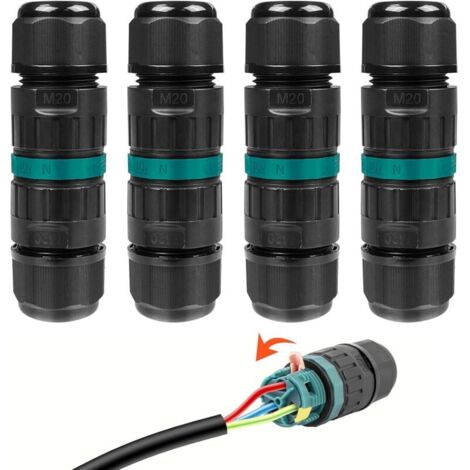 4er-Pack wasserdichter 3-adriger Steckverbinder, wasserdichte Kabelverbinder, elektrische Anschlussdose, wasserdichte IP68-Elektroarmatur, Außenkabelmuffenanschluss für Erdkabel