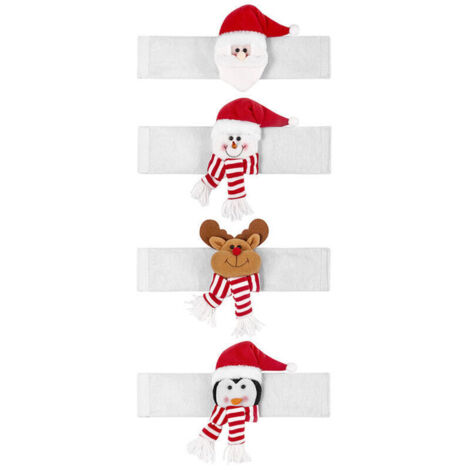 4er-Pack Weihnachtsgardinenknöpfe mit Weihnachtsmann, Schneemann, Elch und Pinguin – Kreative Cartoon-Gardinenhalter für Hotel, Restaurant, Zuhause – Fensterdekoration – Geschenkidee