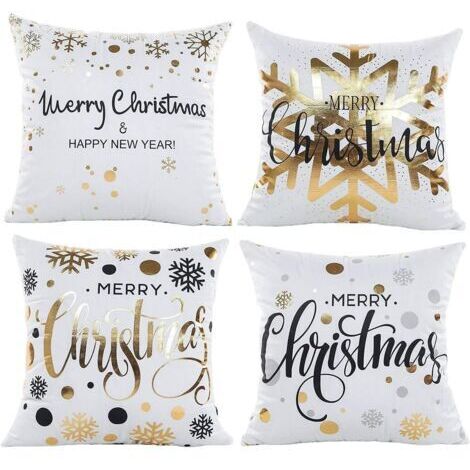 4er-Pack Weihnachtskissenbezüge, Weihnachtskissenbezug, Sofakissenbezüge, Dekorative Kissenbezüge, Schöne Weihnachten