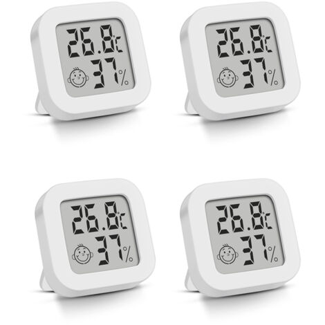 4er Pack weiße Mini-Digitalthermometer – Für Innenräume