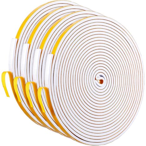 4er-Packung Schaumstoff-Dichtungsband für Türen und Fenster – 6 mm x 3 mm – Gesamtlänge: 20 m – Weiß