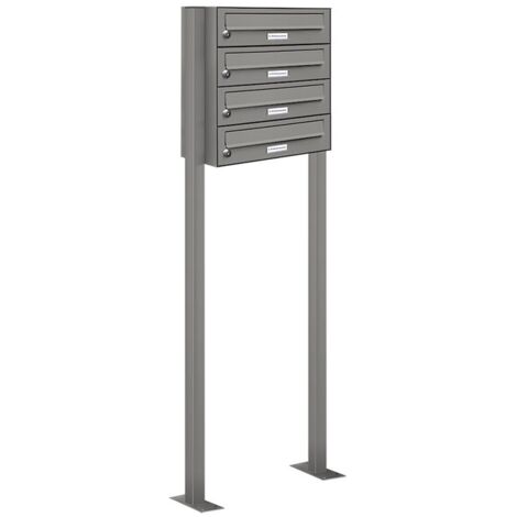 4er Premium Standbriefkasten  RAL 9007 freistehend Postkasten Ständer 1x4